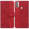 Peňaženkové kožené puzdro Geometric Embossed na Motorola Moto E20 / E30 / E40 - Červená