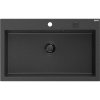 Mexen Elix granitový drez 1-komorový 800 x 500 mm, čierny s bodkami, čierny sifón - 6527801005-76-B