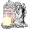 Dekorácia MagicHome, Anjel so sviečkou, LED, polyresin, na hrob, 12x8x12 cm
