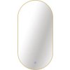 Oválne LED zrkadlo do kúpeľne s osvetlením Oval 100 x 50 cm v zlatom ráme s vypínačom a podložkou proti zahmlievaniu