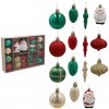 Sada 24 vianočných ozdôb v červenej, zelenej a zlatej