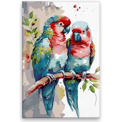 Maľovanie podľa čísel - Žvatlajúce papagáje - 80x120 cm, bez dřevěného rámu - výroba CZ