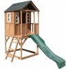 Detský drevený záhradný domček so šmykľavkou