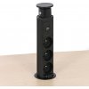 Výsuvná stolová zásuvka, 3× 230 V, USB-A, USB-C, čierna