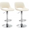 Sada 2 barových stoličiek Camden z umelej kože chróm, krémová