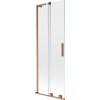 MEXEN/S - Velar L dvojkrídlová posuvná vaňová zástena 75 x 150, transparent, meď kartáčovaná 896-075-003-01-65