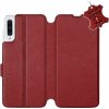 Flip puzdro na mobil Samsung Galaxy A50 – Tmavo červené – kožené – Dark Red Leather 5903226861200