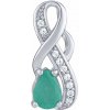 Silvego Strieborný prívesok Estelle s pravým Smaragdom a čírymi Brilliance Zirconia FWP15172ER