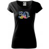 Kvetinové číslo kreslené - 50 - Dámske tričko Pure - 2XL ( Čierna )