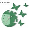 Nalepovacie hodiny na stenu s motívom motýľov tmavozelená