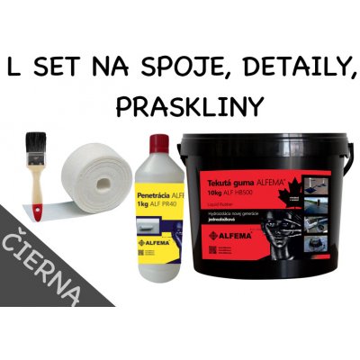 L SET 11kg - Tekutá guma ALFEMA HB500 čierna 10 kg, Penetrácia ALF PR40 1kg, štetec, geotextília malá 100mmx25m (L SET 11kg DOPRAVA ZDARMA! NOVÉ)