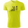 Eat sleep play - šach - Pánske tričko Fantasy športové - L ( Neonová žltá )