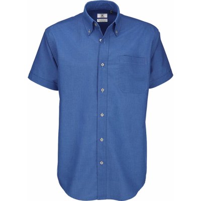 B&C Oxford s krátkym rukávom košeľa pánska modrá