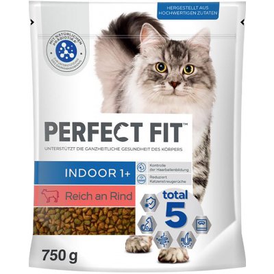 Perfect Fit Cat Dry Indoor 1+ s hovädzím 6 x 0,75 kg