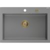 MEXEN/S MEXEN/S - Elix granitový drez 1-miska 700 x 500 mm, sivý, sifón zlatá 6526701005-71-G