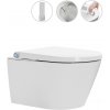 CERANO - Závesná WC misa s integrovaným elektronickým bidetom Cronus Premium, Vortex Rimless 180 ° + UF sedátko - biela lesklá - 59,3x38,4 cm