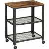 VASAGLE Pojazdný regál 3 poschodia, vintage, industriálny, hnedý, čierny 40x60x77,5 cm