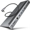 AXAGON HMC-4KX3 USB 5Gbps hub, 3x USB-A, 2x HDMI, DP, RJ-45 GLAN, SD/microSD, audio, PD 100W, kábel USB-C 40cm