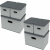 HomeLife Úložný box s vekom súprava 2 x 3 ks sivá 5103