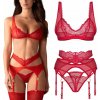Obsessive sexy 3-dielny komplet Cupide Desir červený L/XL