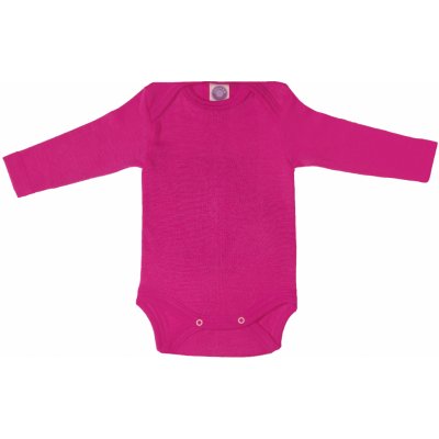 Detské body Cosilana s dlhým rukávom z merino vlny a hodvábu v ružovej farbe
