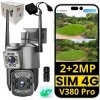 Vonkajšia kamera 4G LTE PTZ 2+2MP s dvojitým objektívom, IP66 V380 Pro