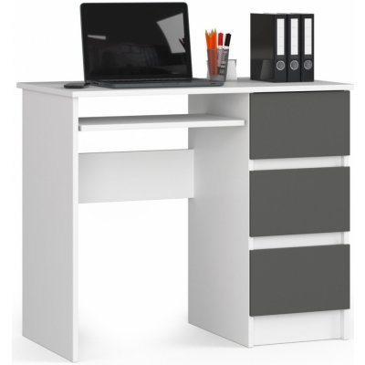 Ak furniture Písací stôl A-6 90 cm pravý biely/sivý