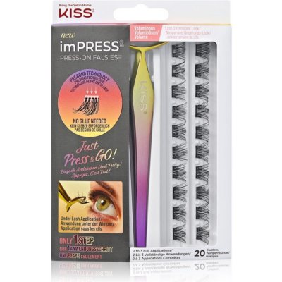 KISS imPRESS Press-on Falsies trsové nalepovacie mihalnice s uzlíkom 02 Voluminous 20 ks