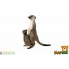Surikata s mláďaťom zooted plast 8cm tmavo hnedá