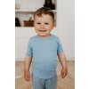 Detské tričko s krátkym rukávom z merino vlny, bavlny a hodvábu modrej Cosilana Veľkosť: 152