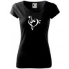 Husľový kľúč srdce - Dámske tričko Pure - S ( Čierna )