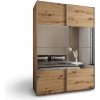 Šatníková skriňa so zrkadlom Luxeon 4 180x246x61 - dub artisan/strieborná