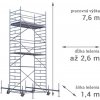 SCAFOM-RUX Pojazdné lešenie RUX MOBILO 1400 - pracovná výška 7,6 m Dĺžka: 260 cm