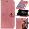 Peňaženkové kožené puzdro KHAZNEH Cowhide na Xiaomi Redmi Note 10/10S - Ružová