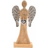 Dekorácia Anjel drevený 32x16cm strieborný