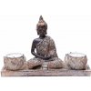 Nefertitis Budha meditujúca thajská soška s dvoma svietnikmi pre čajové sviečky 13 cm - výška cca 13 cm