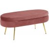 Kondela Luxusní taburet, růžová Velvet látka / chrom zlatý, Art-deco, NOBLIN TABURET TYP 2