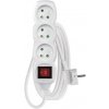 EMOS Predlžovací kábel 2 m / 3 zásuvky / s vypínačom / biely / PVC / 1 mm2 P1312