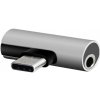SOLEX Redukcia USB-C na JACK 3,5mm stereo + napájanie 2v1 RC21S strieborná