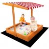 Baby Mix Detské drevené pieskovisko so strieškou 120x120 cm červeno-biele