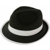 Klobúk gangster – Mafián čierny s bielou páskou 5905548911007