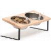 Vyvýšené misky pre mačky a psy – bambusový stojan, nerezová oceľ, 15°