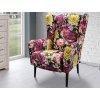 Kreslo ušiak Canto, látka s motívom farebných kvetov
