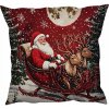 Warmu Vianočná obliečka Santa na saniach – červený motív s mesiacom a sobmi 40x40 cm