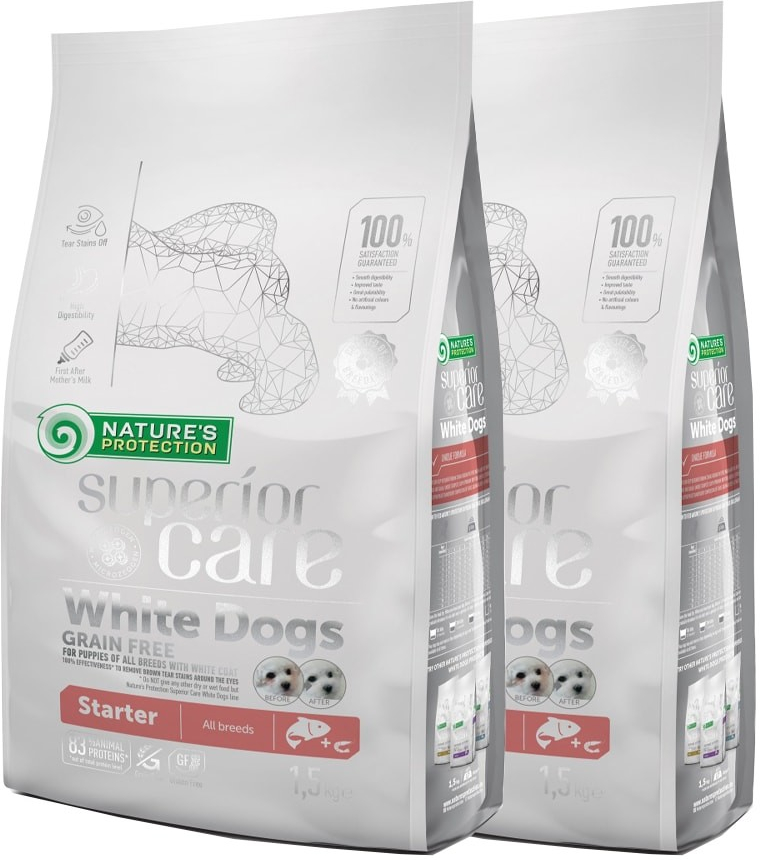 Natures Protection Superior care white dog GF Puppy starter salmon All Breeds 2 x 10 kg