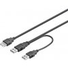Wiretek 11.92.8015 USB 2.0 napájecí Y 2x A/M 1x A/F, 0,3m