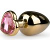 Easytoys Metal No.8 - análny kolík so srdcovou základňou - zlatá-ružová (3,5 cm)