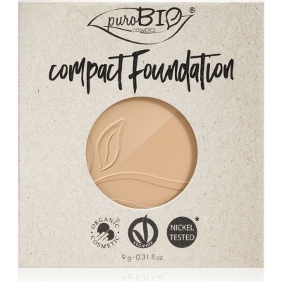 puroBIO Cosmetics Compact Foundation kompaktný púdrový make-up náhradná náplň SPF 10 odtieň 02 9 g
