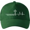 Jesus Saved My Life kríž ekg - Šiltovka so zahnutým šiltom a látkovou sponou - Univerzálna veľkosť ( Fľaškovozelená )