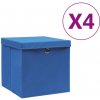 Úložné boxy s vekom 4 ks, 28x28x28 cm, modré-ForU-325196